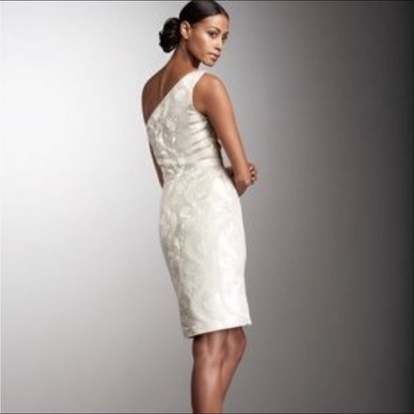 Tory Burch Ardell Ivory Metallic Jacquard linen blend cocktail dress size 0 - Picture 2 of 16
